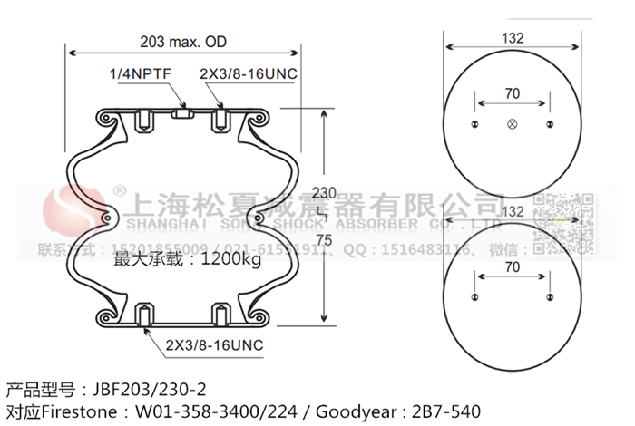 JBF203/230-2橡膠<a href='http://www.zgsdbt.com/' target='_blank'><u>空氣彈簧</u></a>