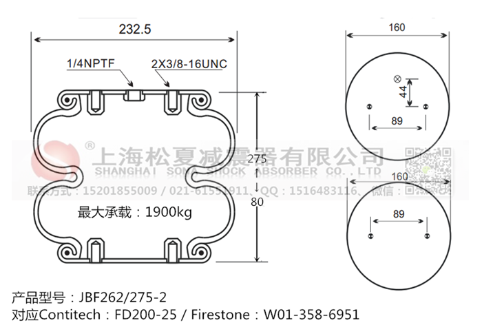 JBF262/275-2橡膠<a href='http://www.zgsdbt.com/' target='_blank'><u>空氣彈簧</u></a>