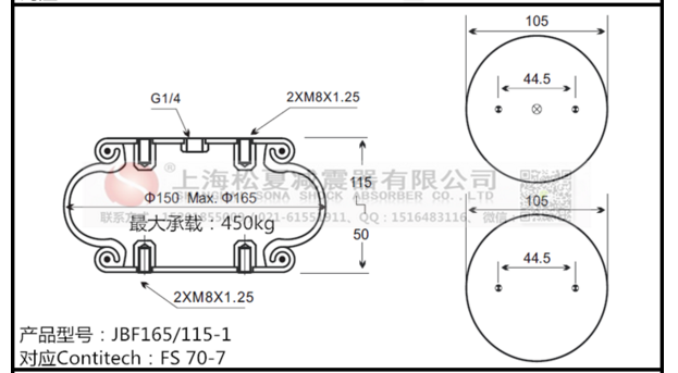 JBF165/115-1橡膠空氣彈簧的設計特點